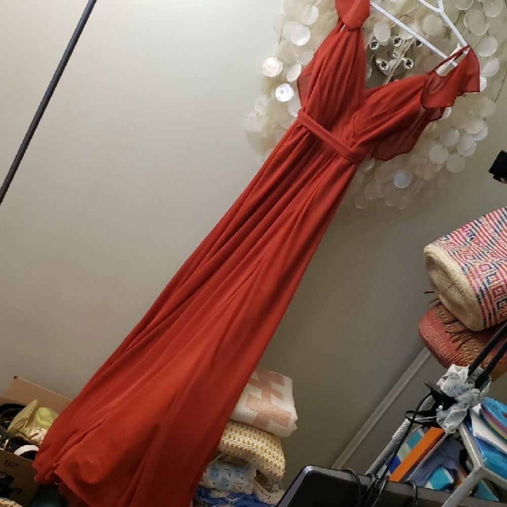 Azazie Rust Maxi Dress